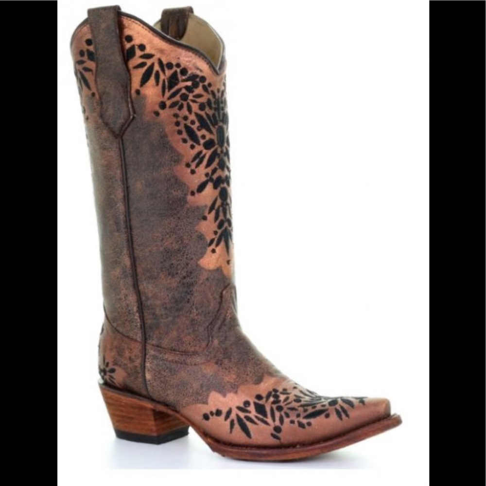 Corral Women’s Western Cowboy Boots 9 Copper & Blk